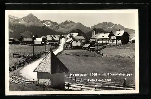 AK Hohentauern, Ortspanorama mit Eingangsstrasse und Bösensteingruppe