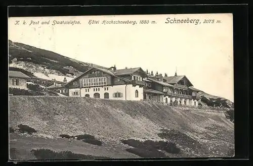 AK Puchberg am Schneeberg, K. k. Post und Staatstelefon, Hotel Hochschneeberg