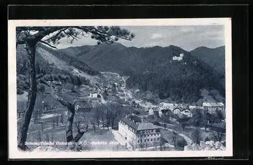 AK Gutenstein /N. Ö., Totalansicht mit Bergen und Schloss aus der Vogelschau
