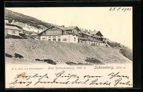 AK Puchberg am Schneeberg, Hotel Hochschneeberg, Post- und Staatstelefon