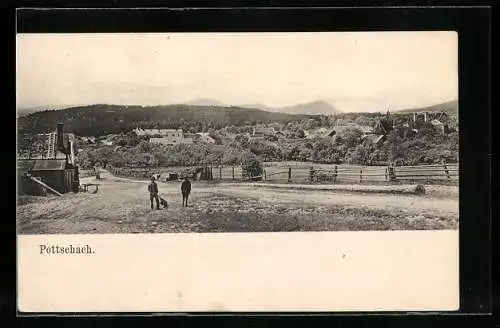 AK Pottschach, Ortsansicht von der Landstrasse aus