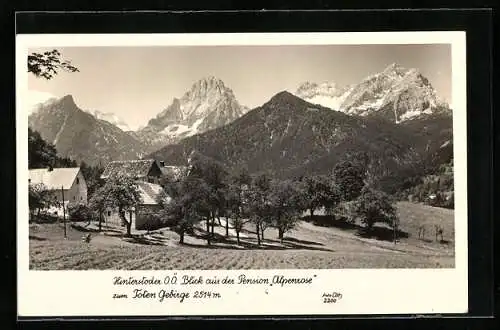 AK Hinterstoder /O. Ö., Blick aus der Pension Alpenrose zum Toten Gebirge