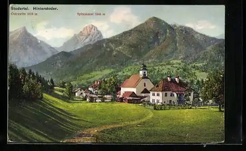 AK Hinterstoder, Ortsansicht mit Spitzmauer