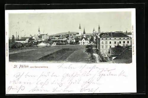 AK St. Pölten, Ortsansicht vom Calvarienberg