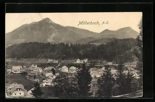 AK Mitterbach, Ort vor Bergpanorama