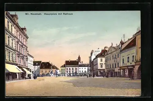 AK Wr. Neustadt, Hauptplatz mit Rathaus