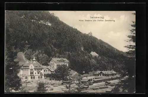 AK Semmering, Hotel Stefanie und Bahnhof