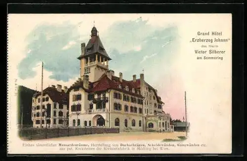 AK Semmering, Grand Hotel Erzherzog Johann des Herrn Victor Silberer