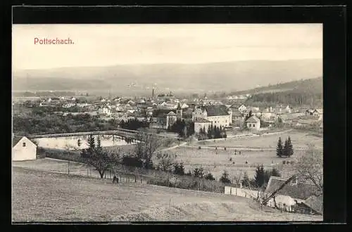 AK Pottschach, Teilansicht mit Kirche