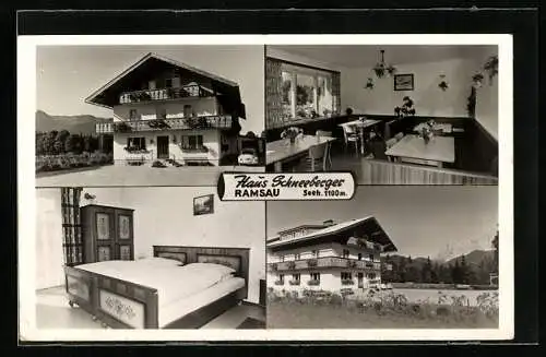 AK Ramsau, Haus Schneeberger, Innenansichten Schlafzimmer u. Gastraum