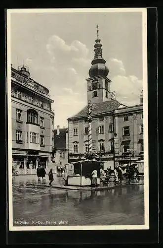 AK St. Pölten /N.-Oe., Denkmal am Herrenplatz