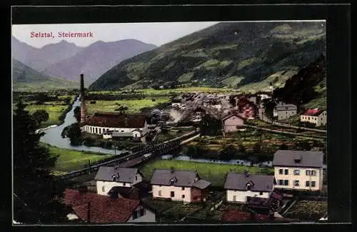 AK Selztal /Steiermark, Teilansicht mit Flusspartie und Industriegelände