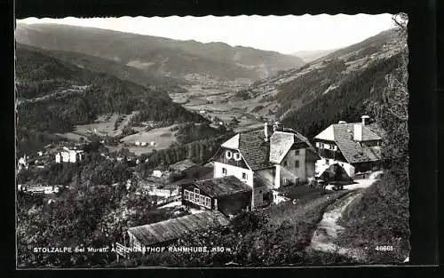 AK Stolzalpe bei Murau, Alpengasthof Rahmhube vor Berglandschaft