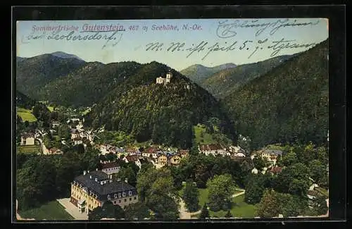 AK Gutenstein /N.-Ö., Ortsansicht mit bewaldeter Berglandschaft