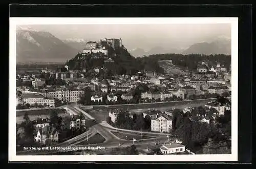AK Salzburg, Stadtansicht mit Lattengebirge und Stauffen