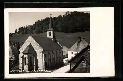 AK Neuhaus am Zellerrain, N.-Oe., Blick auf die Kirche