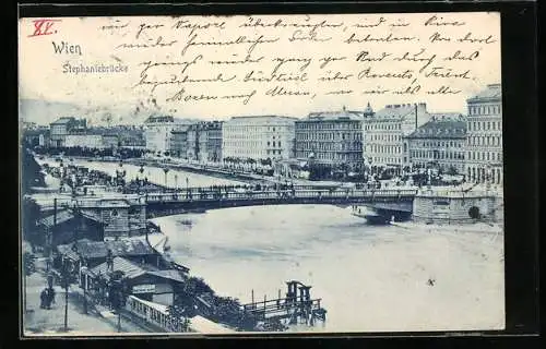 AK Wien, Passanten auf der Stephaniebrücke