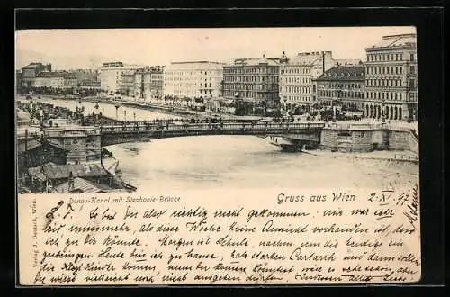 AK Wien, Donau-Kanal mit Stephanie-Brücke