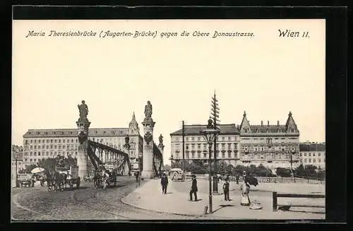 AK Wien, Maria Theresienbrücke gegen die Obere Donaustrasse
