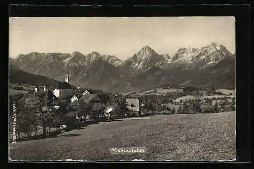 AK Vorderstoder, Ortsansicht vor Bergpanorama