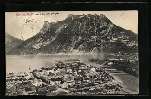 AK Ebensee, Stadtansicht am See