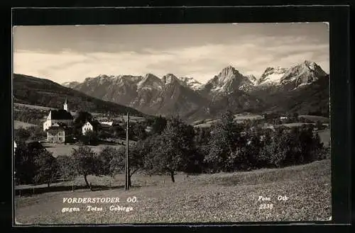 AK Vorderstoder /OÖ., Ortsansicht gegen Totes Gebirge