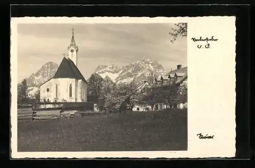 AK Vorderstoder /O.-Ö., Die Kirche gegen die Berge