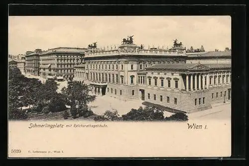 AK Wien, Schmerlingplatz mit Reichsrathsgebäude