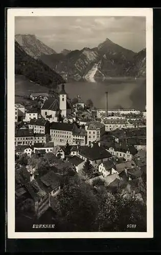 AK Ebensee, Ortsansicht aus der Vogelschau