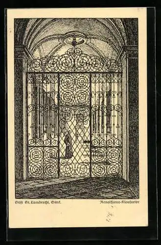 Künstler-AK St. Lambrecht /Stmk., Das Renaissance-Klausurtor des Stifts