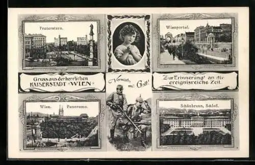 AK Wien, Praterstern, Wienportal, und Schloss Schönbrunn