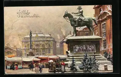 Künstler-AK Wien, Am Hof mit Radetzky-Denkmal