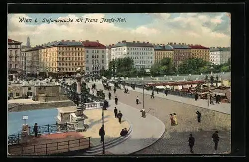 AK Wien, Stefaniebrücke und Franz Josefs-Kai