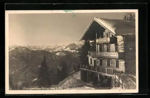 AK Steinplatte i. T., Alpengasthaus im Winter