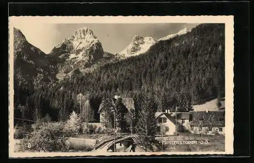 AK Hinterstoder /O.Ö., Ortsansicht mit Brücke