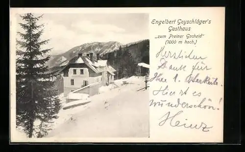 AK Prein, Gasthaus zum Preiner Gscheid von Engelbert Geyschläger