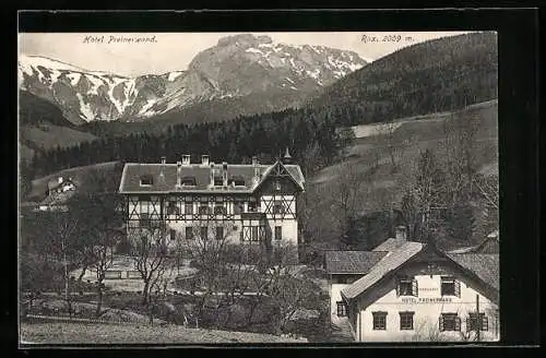 AK Prein, Hotel Preinerwand, Blick zur Rax