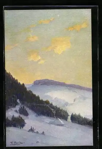 Künstler-AK Fritz Reiss: Winter im Schwarzwald