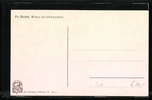 Künstler-AK Fritz Reiss: Schwarzwälder Mühle im Winter
