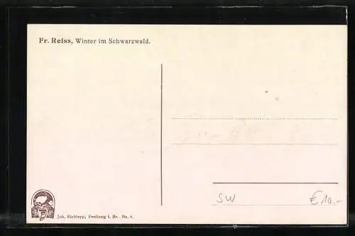 Künstler-AK Fritz Reiss: Winter im Schwarzwald, eingeschneite Landschaft