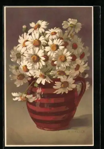 Künstler-AK Anna Haller: Margeriten in einer Vase