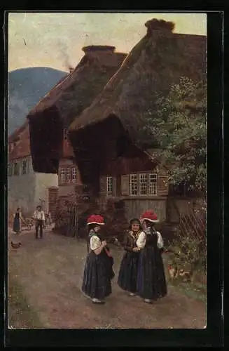Künstler-AK H. Hoffmann: Frauen in Schwarzwälder Tracht