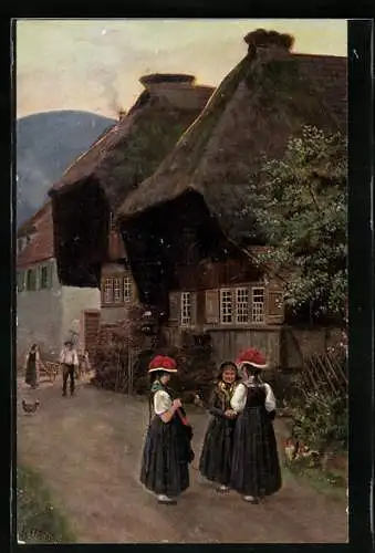Künstler-AK H. Hoffmann: Frauen in Schwarzwälder Tracht
