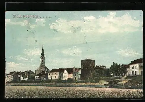 AK Pöchlarn a. d. Donau, Ortsansicht mit Flusspartie