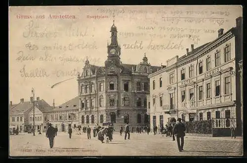 AK Amstetten, Hauptplatz mit Hotel Schmidl