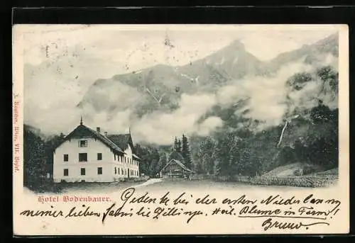 AK St. Ilgen, Hotel Bodenbauer vor Bergpanorama