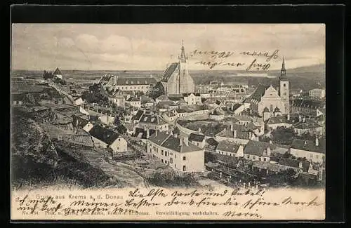 AK Krems a. d. Donau, Teilansicht mit Kirche