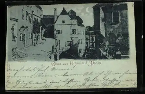 AK Krems a. d. Donau, Wegscheid mit Anwohnern