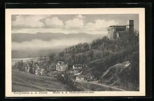 AK Greifenstein a. d. Donau, Hadersfelderstrasse mit Burg