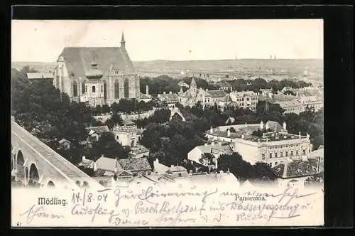 AK Mödling, Panorama mit Kirche